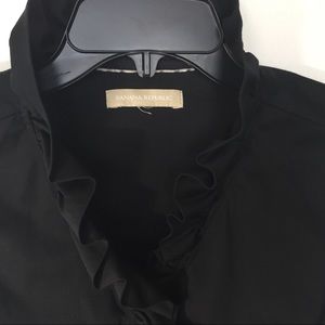 Banana Republic Black Ruffled Long-Sleeved Blouse